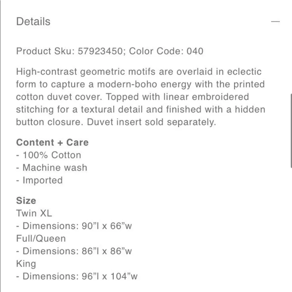 New Urban Outfitters Noa Duvet Cover